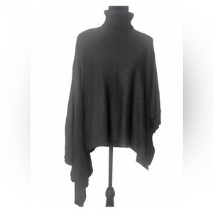 Women’s DKNY size M charcoal grey turtleneck poncho with asymmetrical sleeves